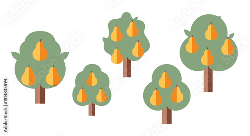 Pear Tree Line art abstract vivid tone vector