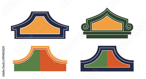 Canvastavla Pediment Line art soft elegant color illustration