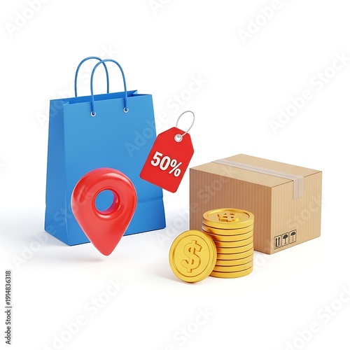 Shopping sale discount delivery package box promotion