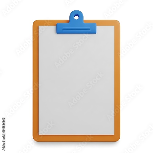 Clipboard with blank paper for notes and reminders, isolated on white background