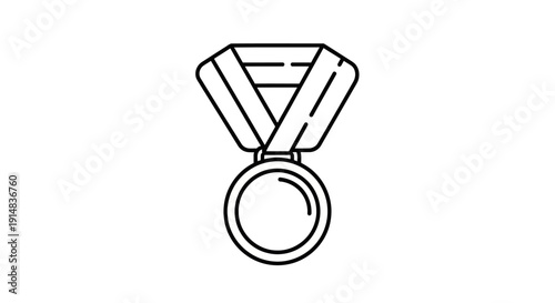 Medal Icon With Ribbon Illustration.