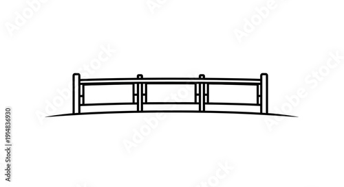 Simple Wooden Horizontal Fence Line Drawing.