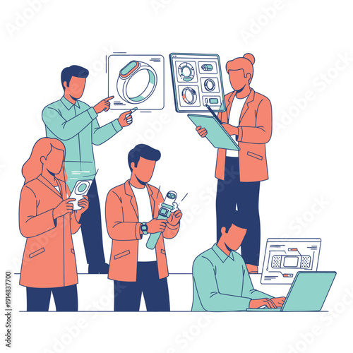 People analyzing jewelry designs and prototypes in a team meeting