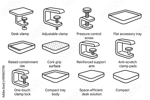 Icons icon flat adjustable tray raised vector clip control shelf rim surface