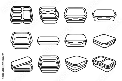 Bowl kitchen construction box vector lid system foldable lunch flat gear lightweight