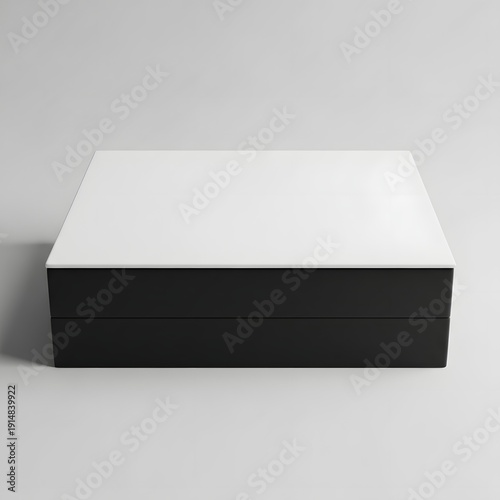Minimalist Black and White Box on a Clean Background.