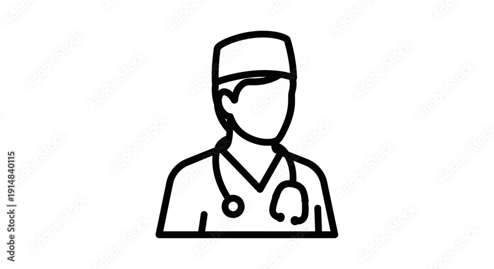 Fototapeta premium Doctor wearing stethoscope and scrubs.
