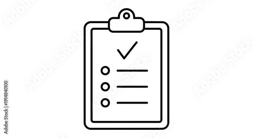 Checklist on a clipboard icon.