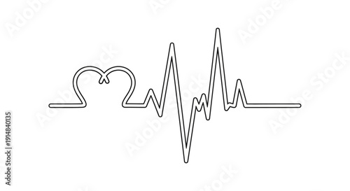 Heart Rate Pulse Line Drawing Icon.