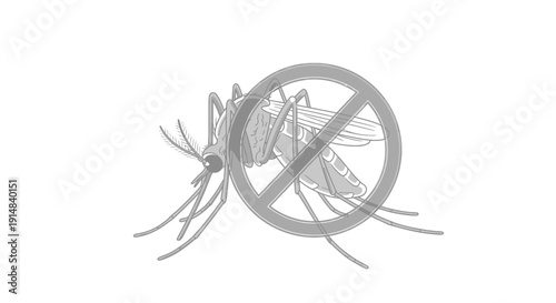 Mosquito with prohibition sign overlaid.