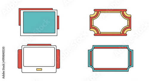 Photo Frame Line art soft tone color vector