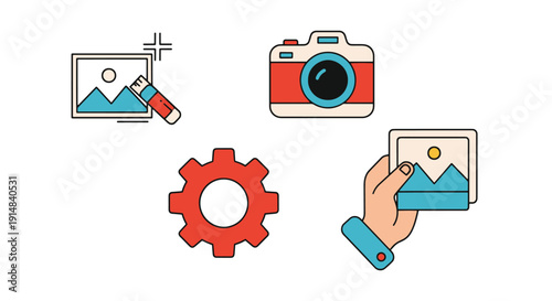 Photo Retouch Line clean color artwork vector