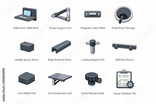 Icon edge grommet modular latch arm living vector mount strip icons pad