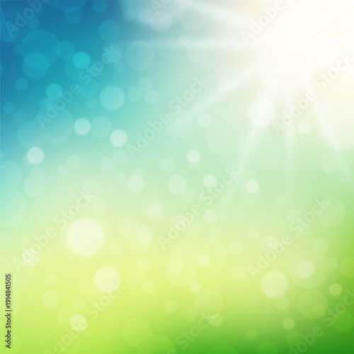 Soft bokeh spring background with clear blue sky, professional illustration for branding, web projects, and promotions
