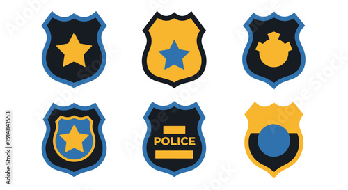 Police Badge Line modern colorful abstract illustration