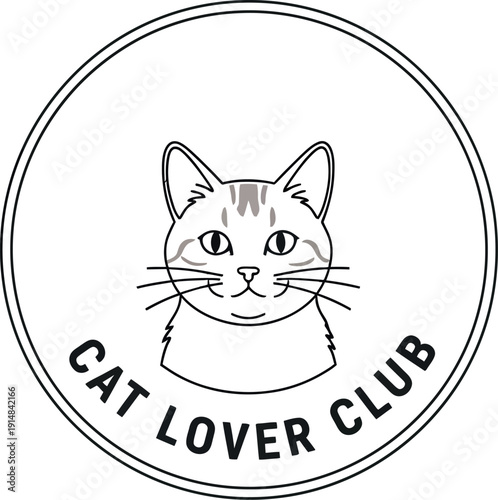 Cat lover club logo featuring a cute cat silhouette