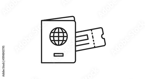 Travel documents and ticket icon.