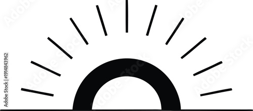 Abstract Sunburst Symbol Emerging from Edge Minimalist Light Ray Icon