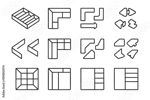 Modular system geometry vector icon modern surfaces organizer organizers iconic divider drawer