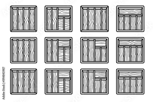 Shallow kitchen outer tray vector icons drawer minimalist organizer natural grain icon