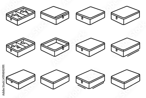 Hidden vector fabric storage bed icon under lid window reinforced discreet bottom
