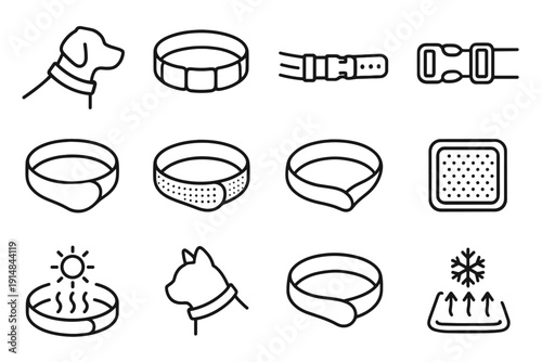 Accessory cooling vector band form collar pet product curved icon strap