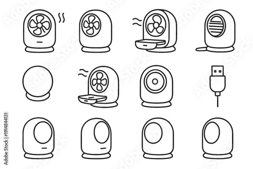 Rounded tabletop fan vents vector outlet aroma usb diffuser icon scent