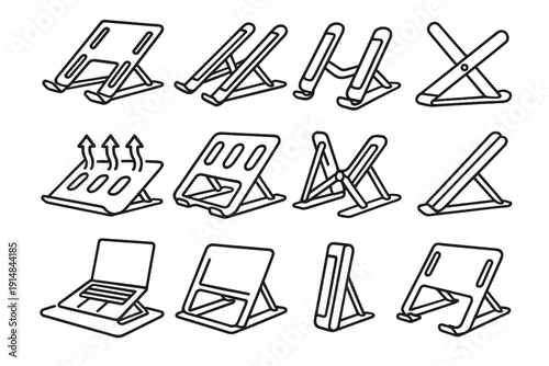 Base vector laptop travel form cooling icon foldable arms riser modern companion