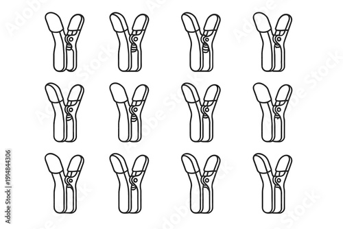 Fastener clip slim layout magnetic vector clamp vertical modern grip kitchen icon