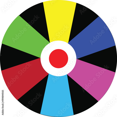 Color Wheel Target with Red Center Dot Graphic Design