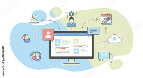 Teamwork CSS and Collaboration Dashboard on Computer Monitor