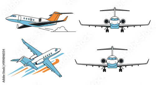 Private Jet Line art minimal smooth color illustration