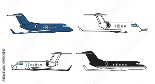 Private Jets Line graphic art modern abstract vector