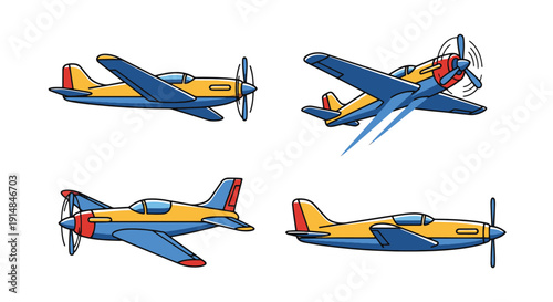 Propeller Plane Line modern colorful abstract illustration