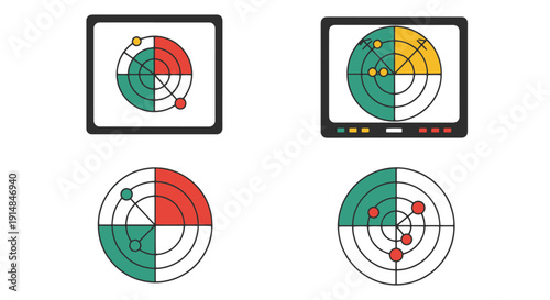 Radar Screen Line soft tone color vector