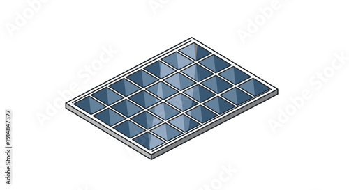 Illustrated Isometric View of Solar Panel Representing Sustainable Clean Energy Source