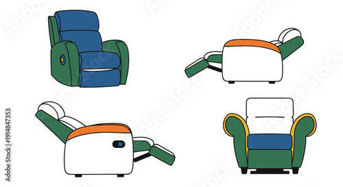 Recliner Line art abstract digital color vector
