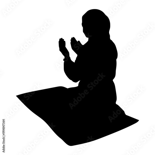 Praying muslim woman silhouette