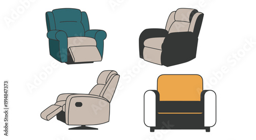 Recliner Line art color vector clean design abstract modern