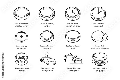 Icon hidden digital glass animation tea processor clock vector charging internal timer