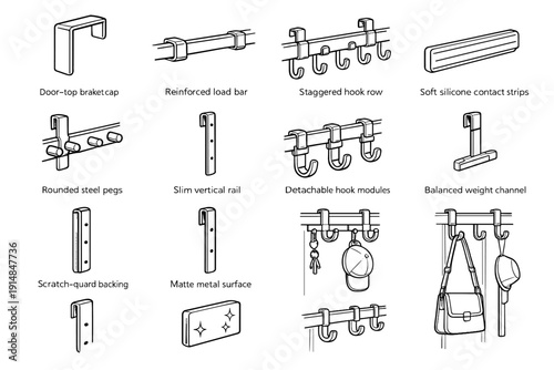 Pegs vector matte door hanging over bag modules icon rounded vertical backing