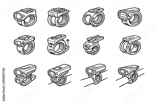 Mount icon light hardware icons flexible assembly vector grip bike profile safety