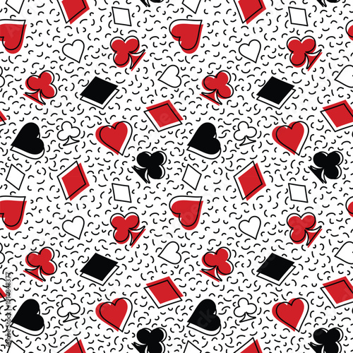 Playing Cards Suits Symbols Seamless Pattern