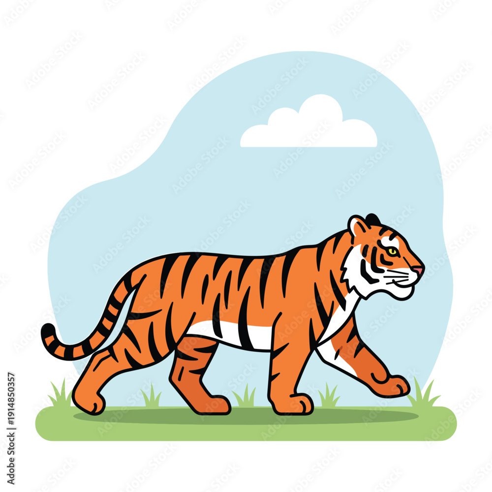 Fototapeta premium Tiger Walking in the Field