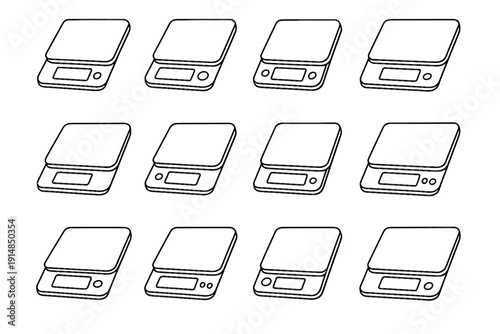 Slim corner vector icon weighing portion geometry digital scale silhouette rectangular