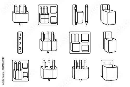 Slots organization clean storage holder outline icons icon accessory organizer wall unit