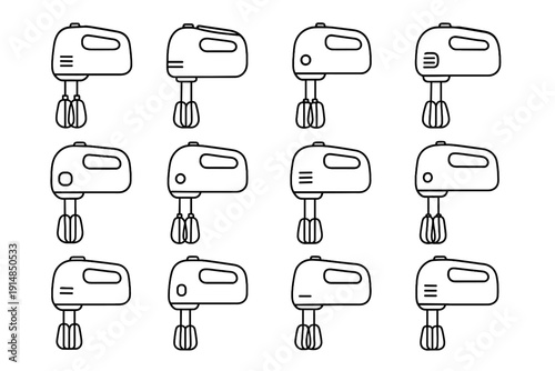 Outline form compact motor beater vector egg electric design airflow wire icon