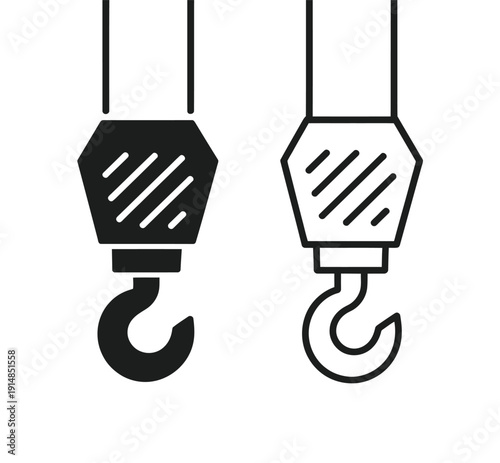 Vector of two crane hooks for lifting