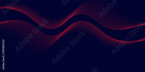 Abstract red wave line pattern on dark blue background. Futuristic technology concept. Suit for banner, poster, cover, brochure, flyer, website