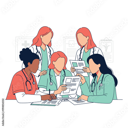 Medical team collaboration and patient care discussion in conference